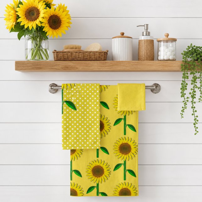 Sunflowers Yellow Floral Bath Towel Set (Creator Uploaded)