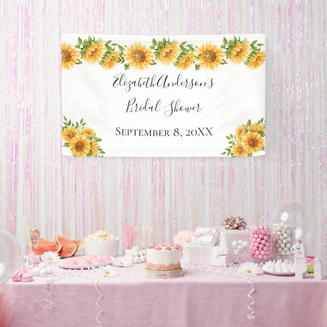 Sunflowers Yellow Floral Bridal Shower  Banner (Party)