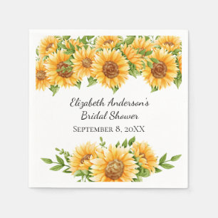 Sunflowers Yellow Floral Rustic Bridal Shower Napkin