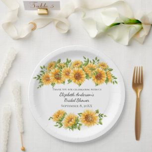Sunflowers Yellow Floral Rustic Bridal Shower  Paper Plate