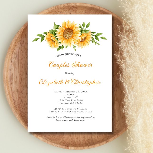 Sunflowers Yellow Floral Wedding Couples Shower  Invitation (Sunflowers Yellow Floral Couples Shower Bridal Shower Wedding Show Invitation Digital or Printed)