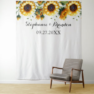 Sunflowers Yellow Floral Wedding Photo Booth Tapestry