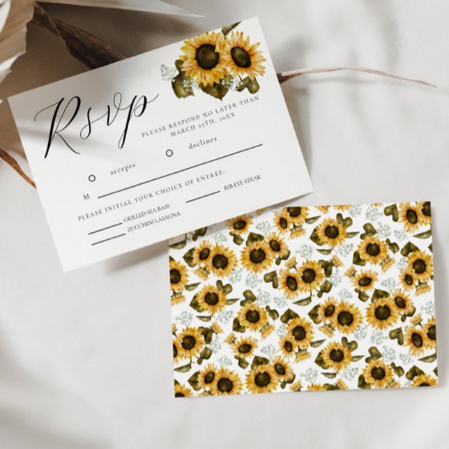 Sunflowers Yellow Floral Wedding RSVP Card (Creator Uploaded)