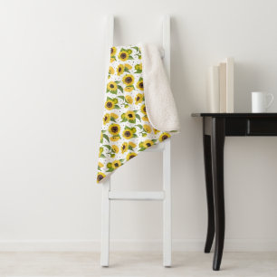 Sunflowers yellow flowers cute floral sherpa blanket