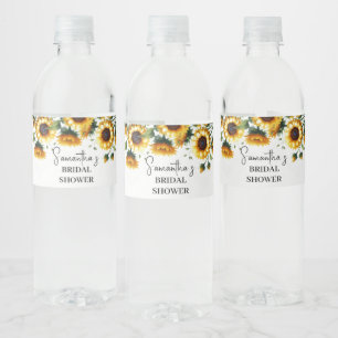 Sunflowers Yellow Flowers Rustic Bridal Shower Water Bottle Label