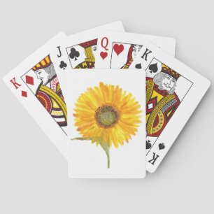 Sunflowers Yellow Flowers Watercolor Rustic Playing Cards