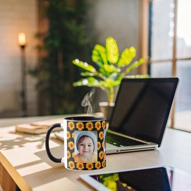 Sunflowers yellow photo child black mug (Creator Uploaded)