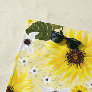 Sunflowers Yellow Tropical Floral Beach Towel