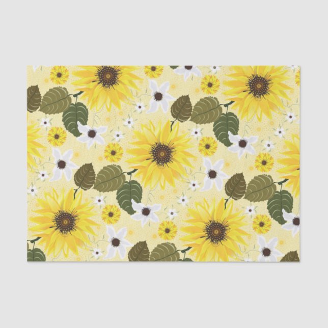 Sunflowers Yellow Tropical Floral Tissue Paper (Front)