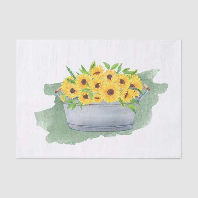 Sunflowers Yellow Washbasin Bouquet Tissue Paper (Front)