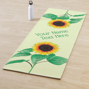 Sunflowers Yoga Mat with Custom Text Name