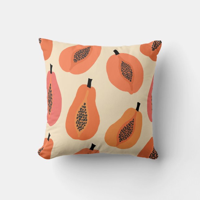 Sunfruit Slice Papaya Orange Hues Cushion (Front)