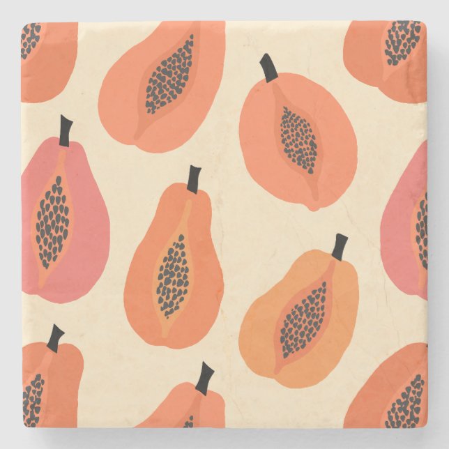  Sunfruit Slice Papaya Orange Hues Stone Coaster (Front)