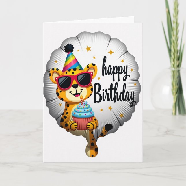 Sunglass Cat Birthday Card (Front)