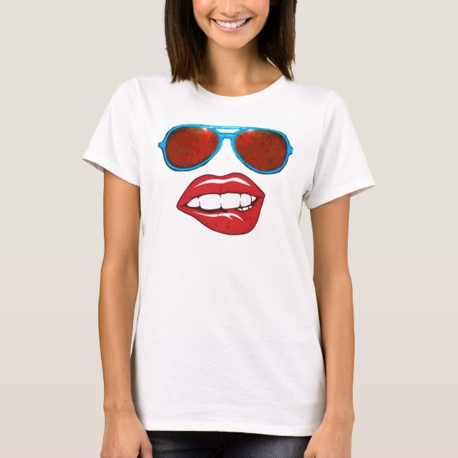 Sunglass Smile Happy Face T-Shirt (Front)