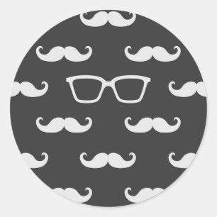Sunglasses and Moustache Classic Round Sticker