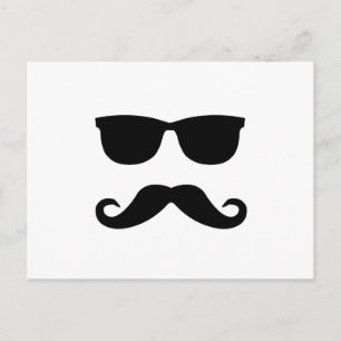 sunglasses and 'stache postcard