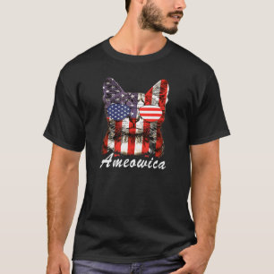 Sunglasses Cat 4th Of July Patriotic American Fla T-Shirt