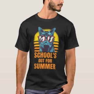 Sunglasses Cat Cool Schools Out For Summer T-Shirt