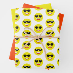 Sunglasses Chill Cool Emoji Pattern Wrapping Paper Sheet