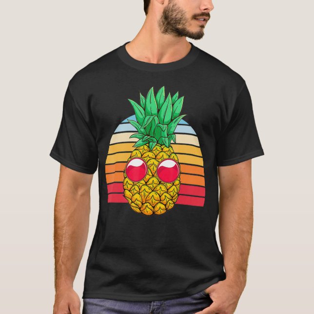 Sunglasses Cool Pineapple Exotic Fruit Retro Tropi T-Shirt (Front)
