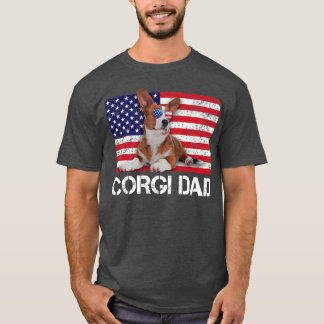 Sunglasses Corgi Dad Flag American USA Dog Lover T-Shirt