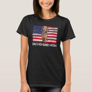Sunglasses Dachshund Mum Flag American Usa Dog T-Shirt
