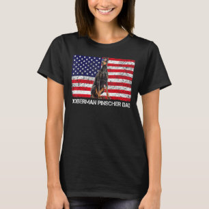 Sunglasses Doberman Pinscher Dad Flag American Usa T-Shirt