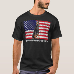 Sunglasses Doberman Pinscher Mum Flag American Usa T-Shirt