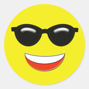 Sunglasses Emoji Classic Round Sticker