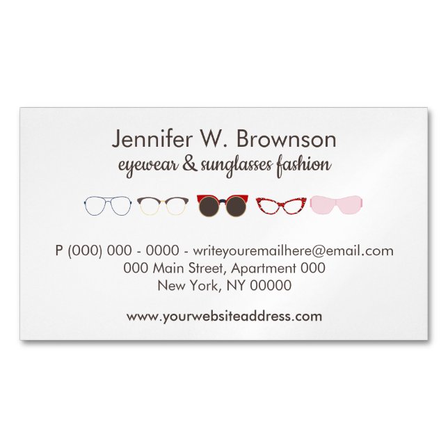 Sunglasses Eyewear Accessories optic Magnetic Business Card (Front)