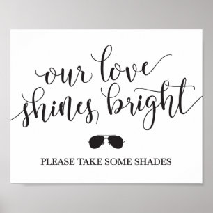 Sunglasses Favors Sign - Our Love Shines Bright