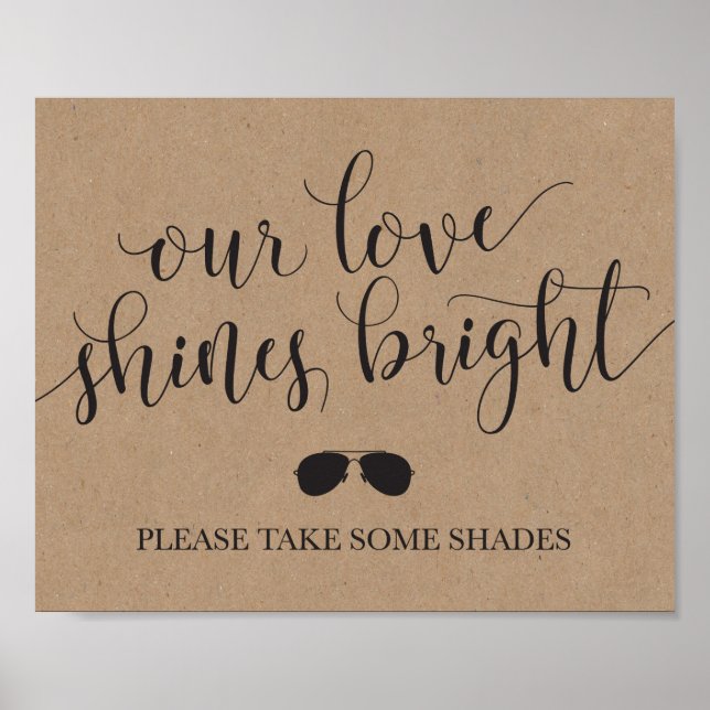 Sunglasses Favors Sign - Our Love Shines Bright (Front)