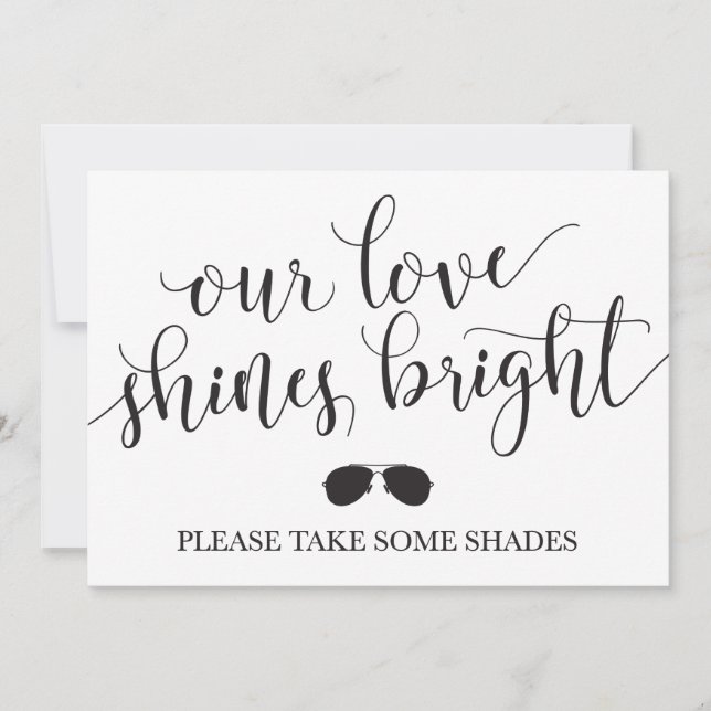 Sunglasses Favours Sign - Our Love Shines Bright (Front)