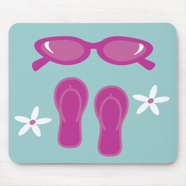 Sunglasses & Flip Flops Customisable Mouse Mat (Front)
