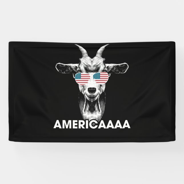 Sunglasses Goat Americaaaa 4th of July Patriotic Banner (Horizontal)
