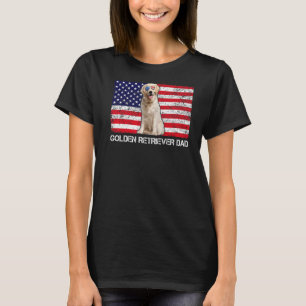 Sunglasses Golden Retriever Dad Flag American Usa T-Shirt