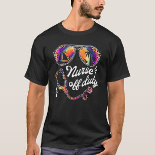 Sunglasses Leopard Tie Dye Nurse Off Duty Stethosc T-Shirt