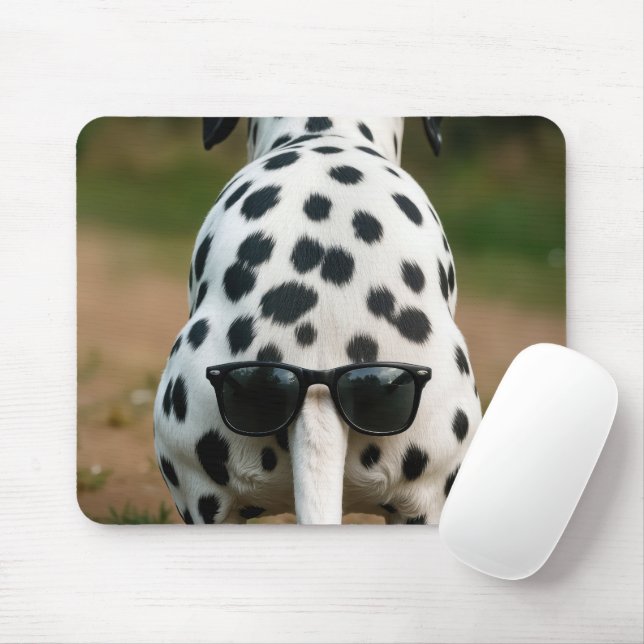 Sunglasses On a Dalmatian Dog Tail Mouse Mat (With Mouse)