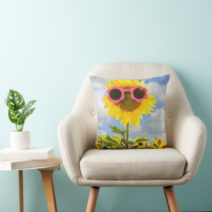 Sunglasses on a Sunflower Cushion