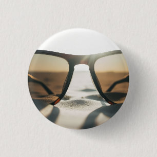 Sunglasses on Sand 3 Cm Round Badge