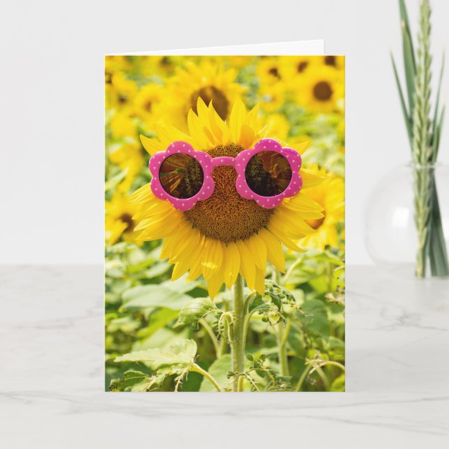 Sunglasses On Sunflower Card (Front)