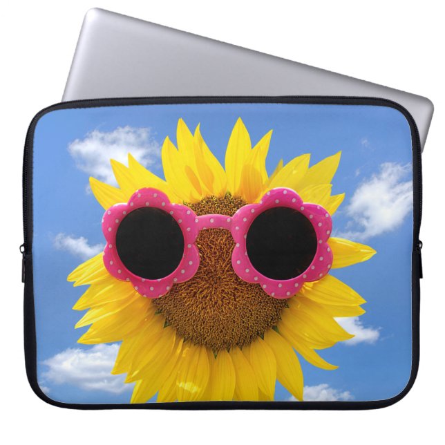 Sunglasses On Sunflower  Laptop Sleeve (Front)