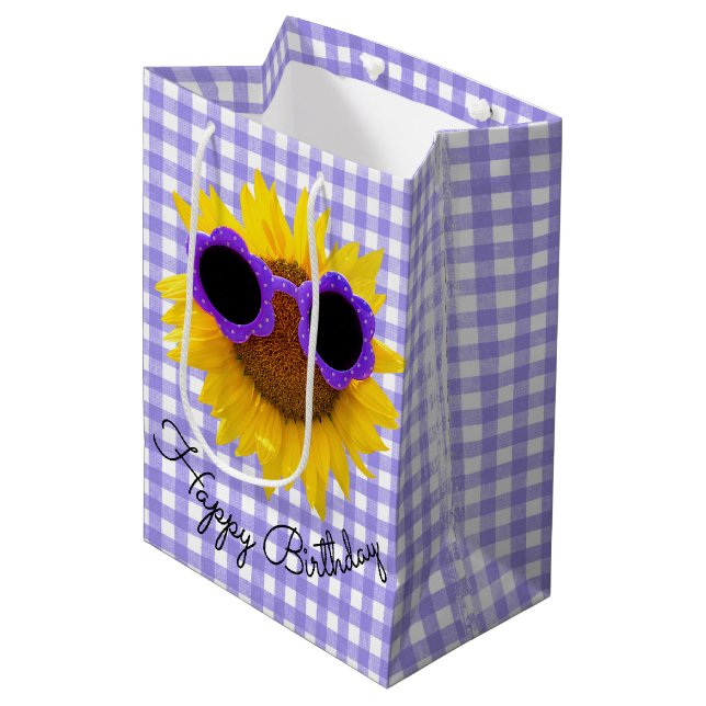 Sunglasses On Sunflower Medium Gift Bag (Front Angled)