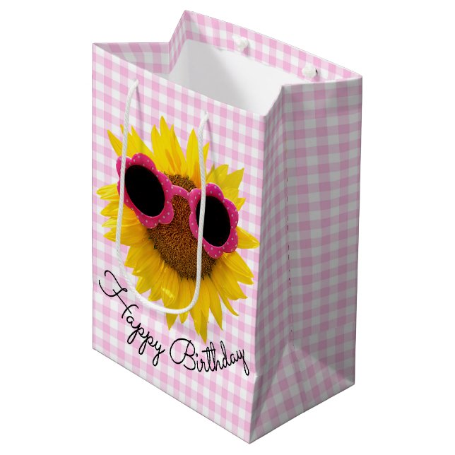 Sunglasses On Sunflower Medium Gift Bag (Front Angled)