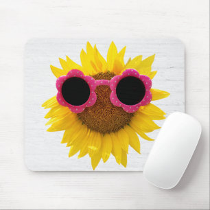 Sunglasses On Sunflower  Mouse Mat