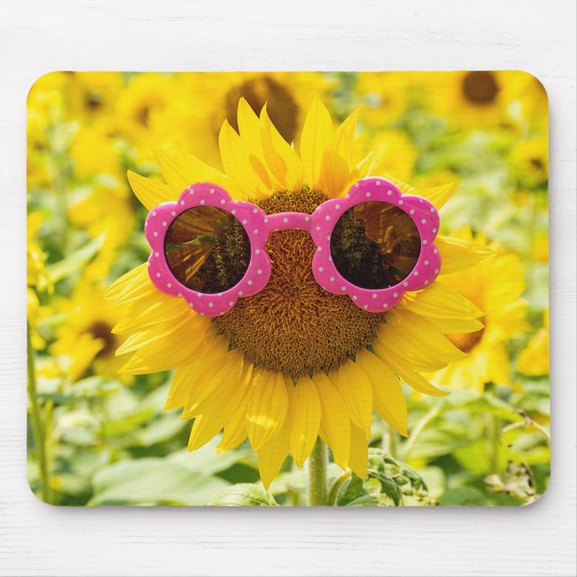 Sunglasses On Sunflower  Mouse Mat (Front)