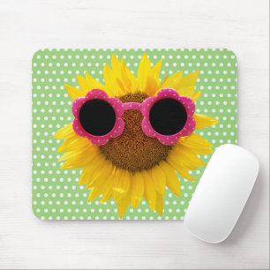 Sunglasses On Sunflower  Mouse Pad