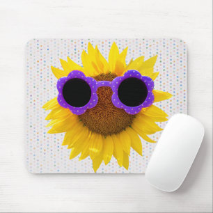 Sunglasses On Sunflower  Mouse Pad
