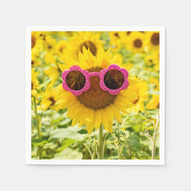 Sunglasses On Sunflower Napkin (Front)